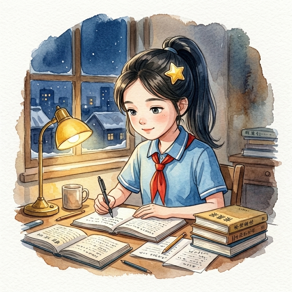 深夜书桌前的小暖